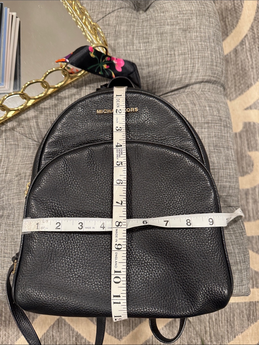 Michael Kors Bag Abbey Black Pebbled Leather Small Backpack - Picture 17 of 17